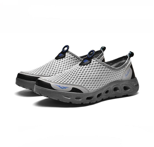 Stevvex mesh aqua sneakers slip-on gray breathable quick-dry water shoes with cushioned sole on Tampa Home & Garden Store