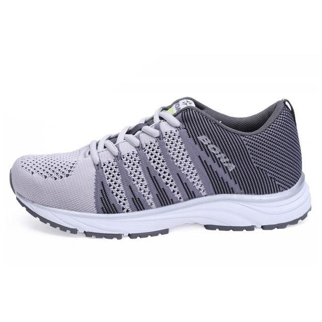 Stevvex women's running shoes lace-up breathable gray mesh lightweight non-slip outsole on Tampa Home & Garden Store