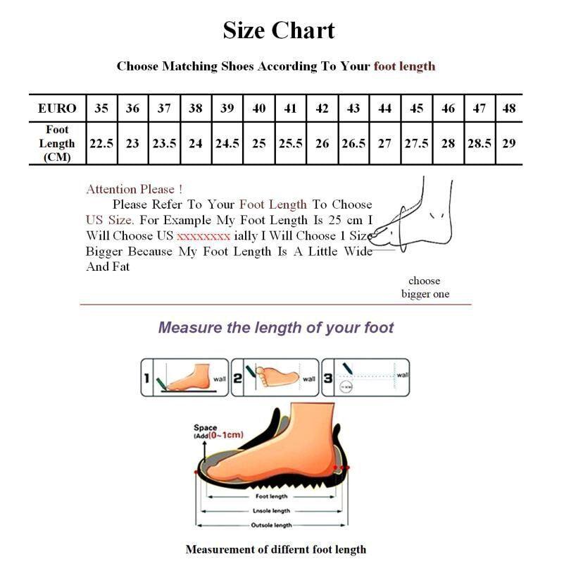 Stevvex sneakers size chart and foot-length guide; EU 35–48, cm 22.5–29, measurement steps image on Tampa Home & Garden Store