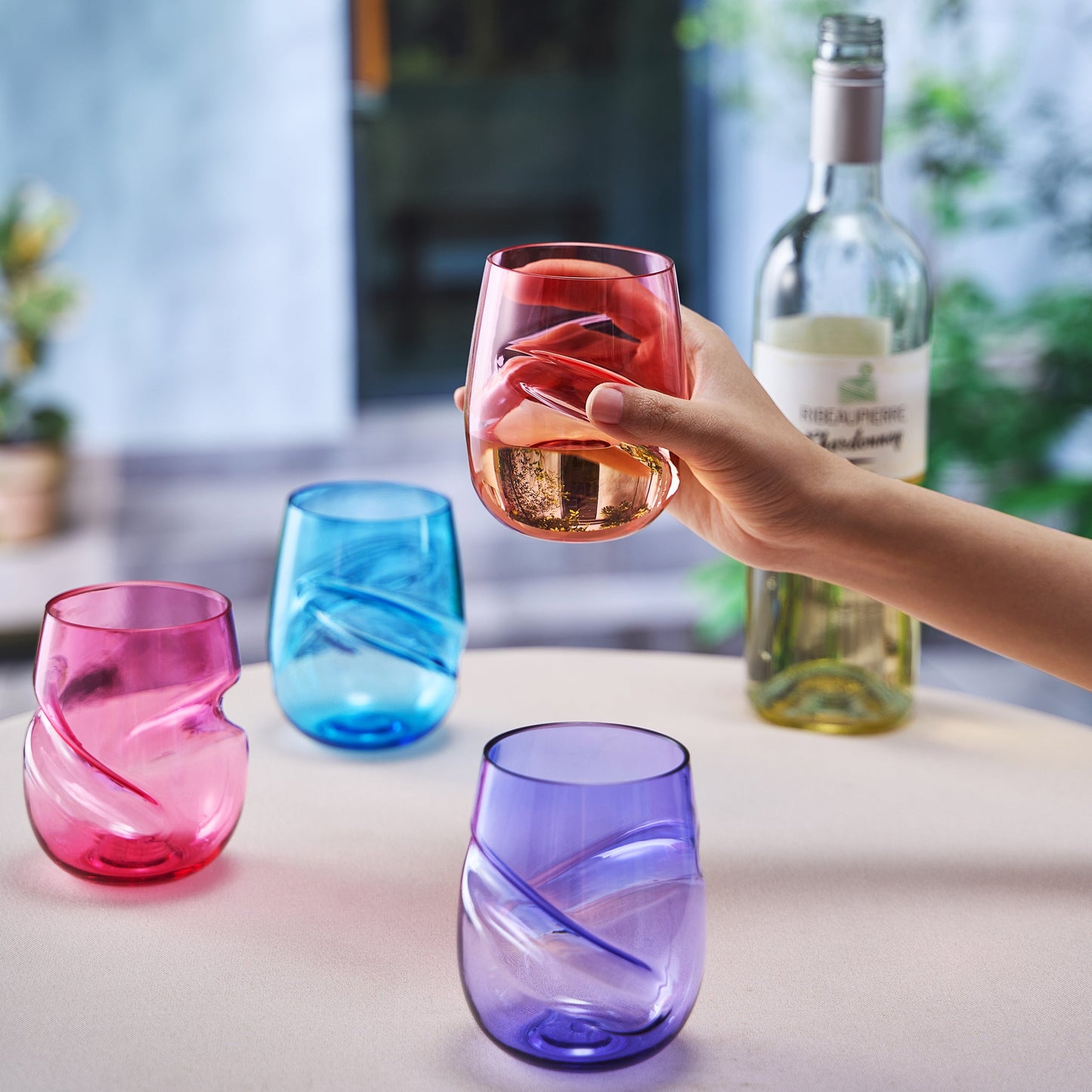 Madrid Acrylic Stemless Wine Glass Set of 4