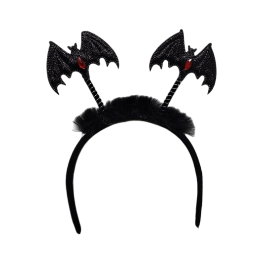 Halloween Head Bopper Featuring Plush Lanterns on a shiny black headband with two bat wings on Tampa Home & Garden Store