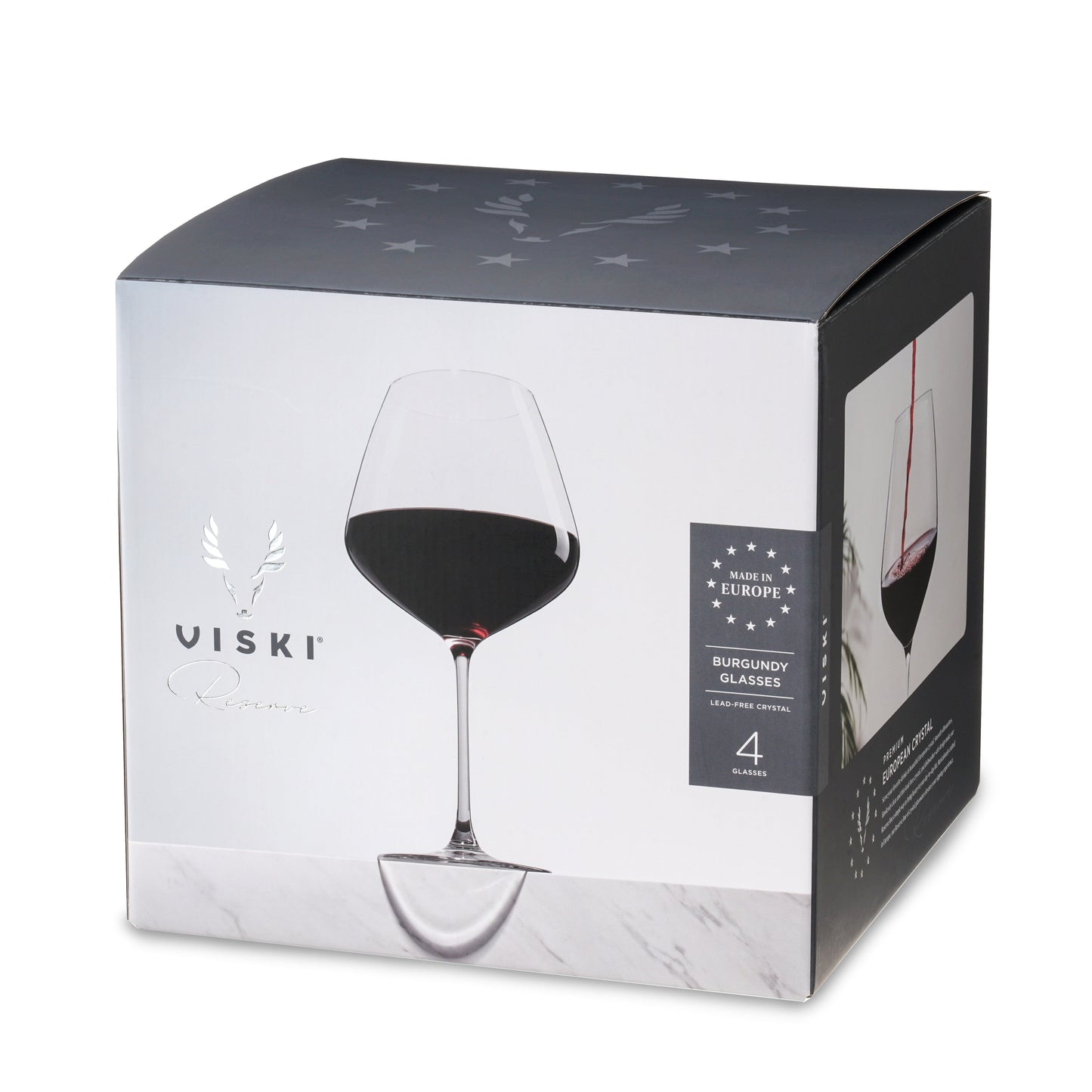 Inez Crystal Burgundy Wine Glasses Set of Four