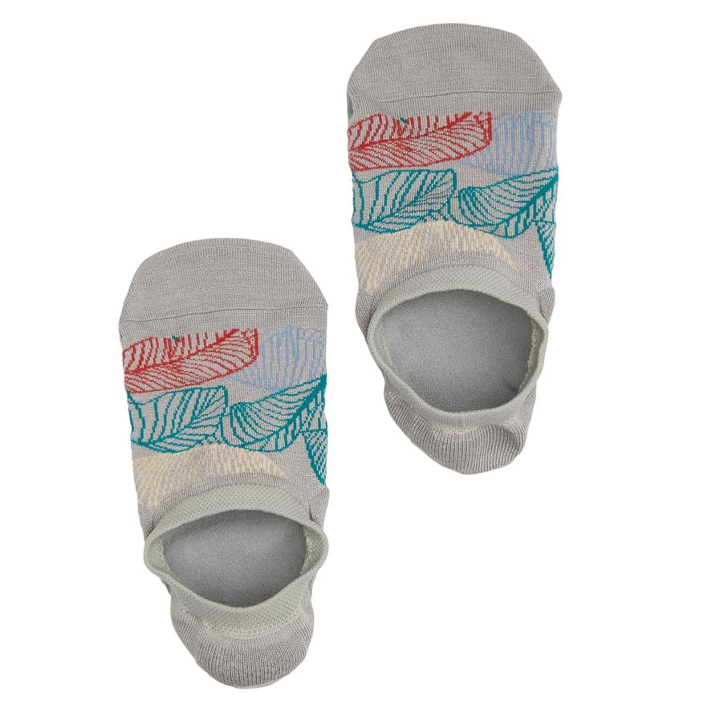 DeadSoxy no-show socks 4 colorful leaf-striped ankle socks on gray background footie style on Tampa Home & Garden Store