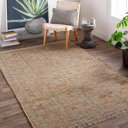 Rice Dusty Sage Fringed Jute Carpet rug by Boutique Rugs on Tampa Home & Garden Store