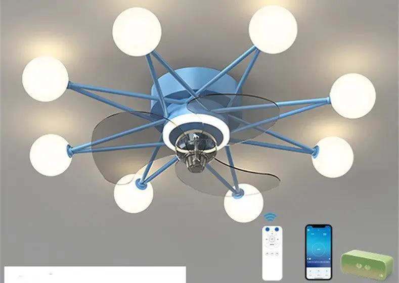 Nordic Ceiling Fan Lights by Decorbites blue modern chandelier fan with globe bulbs remote on Tampa Home & Garden Store