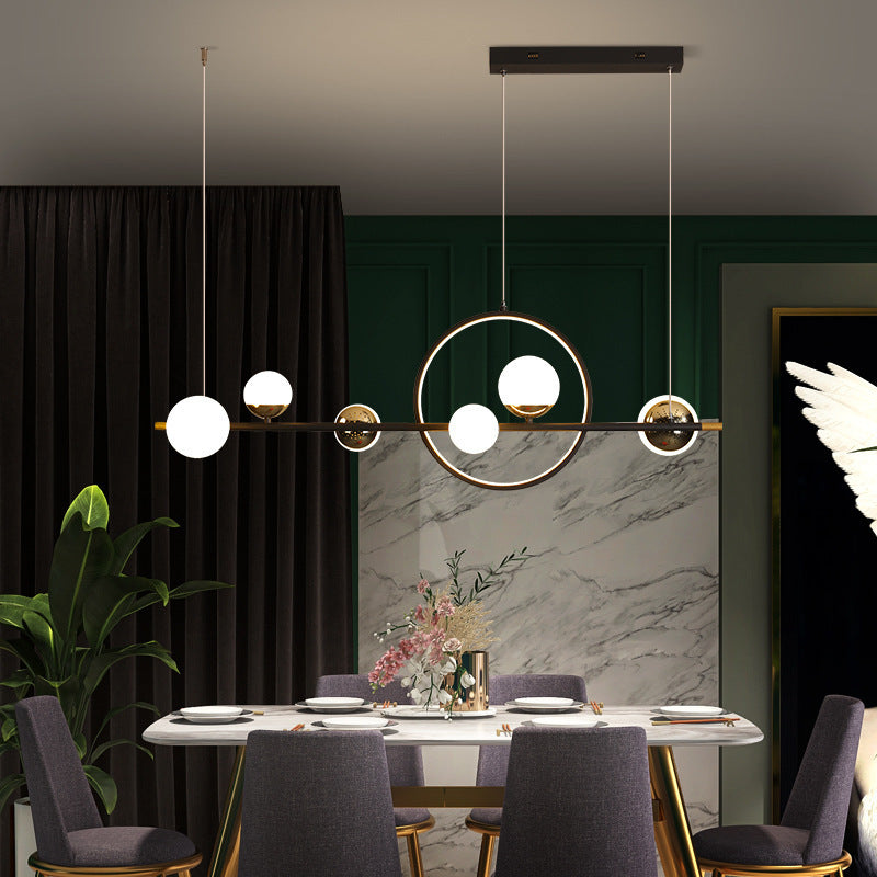 Nordic Chandelier by Decorbites, modern circular ring pendant with globe spheres, gold on Tampa Home & Garden Store