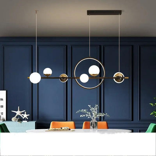 Nordic chandelier modern ceiling light with brass ring and globe bulbs by Decorbites on Tampa Home & Garden Store