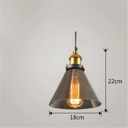 Nordic industrial glass pendant chandelier cone shade Edison bulb 18cm dia 22cm high Decorbites on Tampa Home & Garden Store