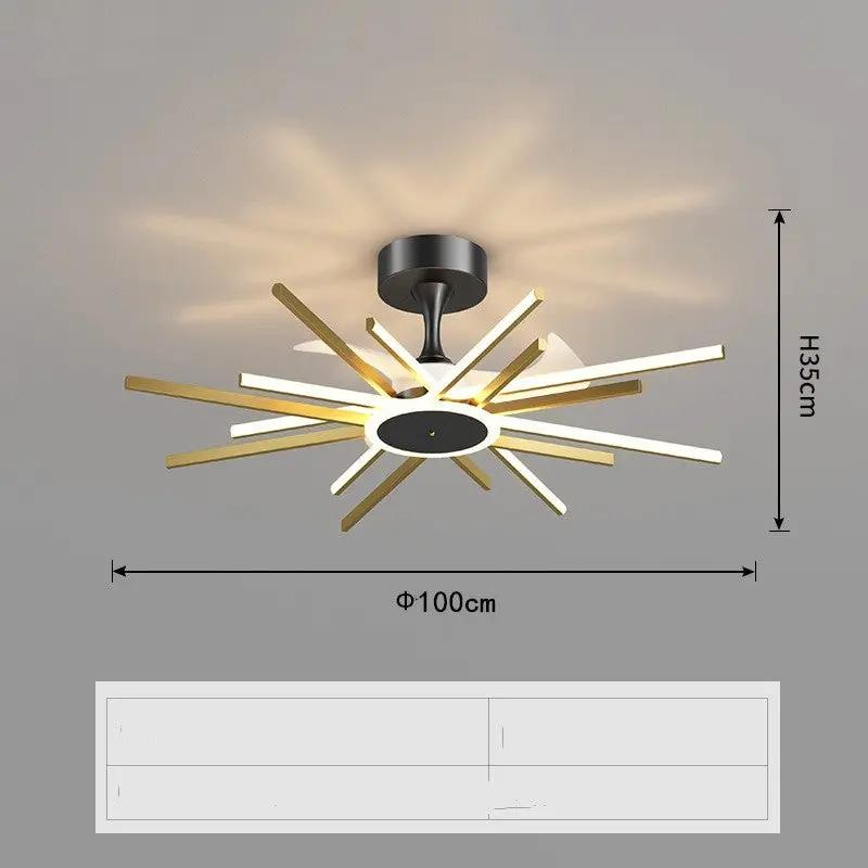 Nordic Light Luxury Living Room Chandelier with gold and white starburst arms, 100 cm diameter on Tampa Home & Garden Store