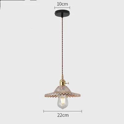 Nordic Glass Chandelier pendant light, brass fixture with scalloped glass shade and brown cord on Tampa Home & Garden Store