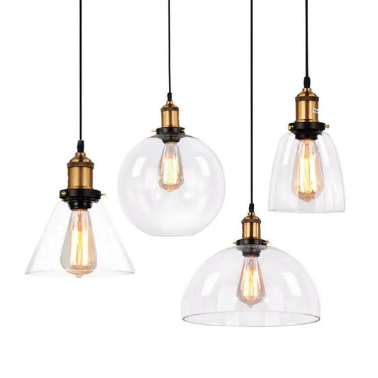 Nordic Retro Chandelier four brass glass pendants Decorbites on Tampa Home & Garden Store