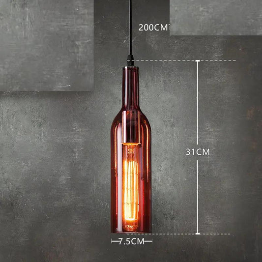 Nordic Style Amber Wine Bottle Glass Chandelier by Decorbites, amber glass bottle pendant light on Tampa Home & Garden Store