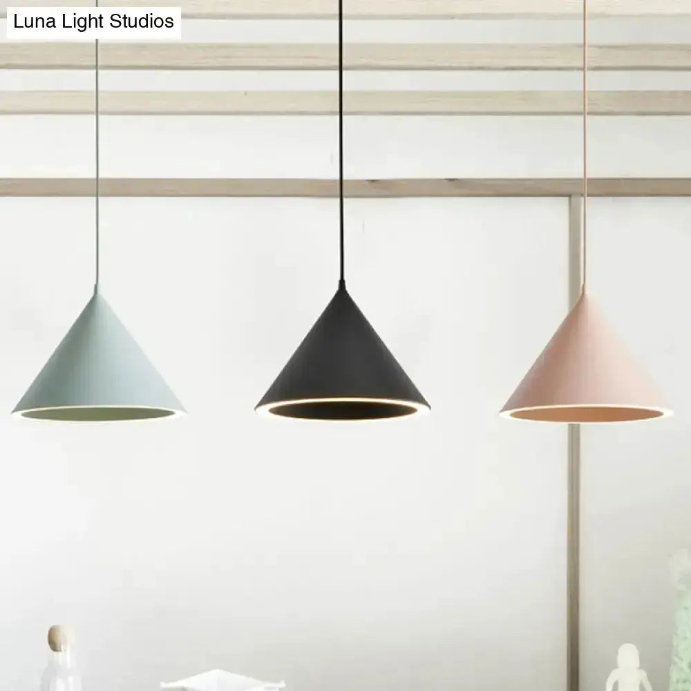 Nordic Conical Pendant Lamps, 3-pack in blue black pink metal shades Decorbites lights on Tampa Home & Garden Store