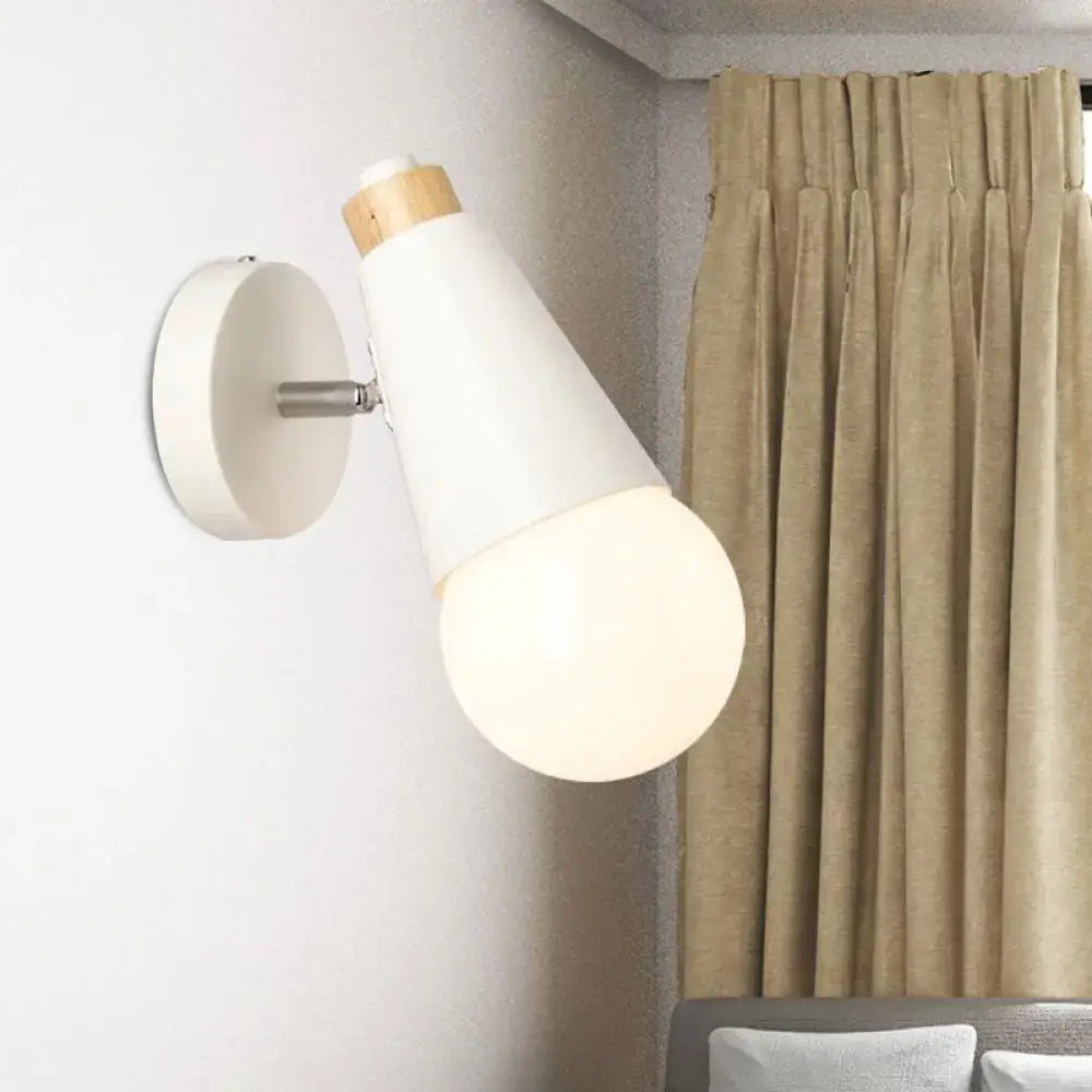 Bamboo Cone Wall Light by Decorbites, white conical shade with bamboo top, wall-mounted on Tampa Home & Garden Store