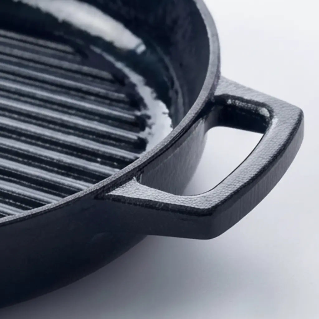 Enameled cast iron grill pan 11 in, black with ridged grilling surface Alva Cookware on Tampa Home & Garden Store