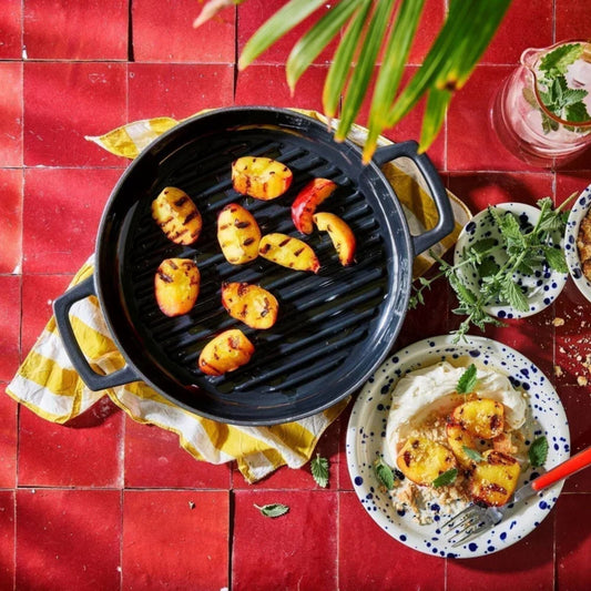 Enameled cast iron grill pan 11-inch with ridged surface by Alva Cookware on Tampa Home & Garden Store