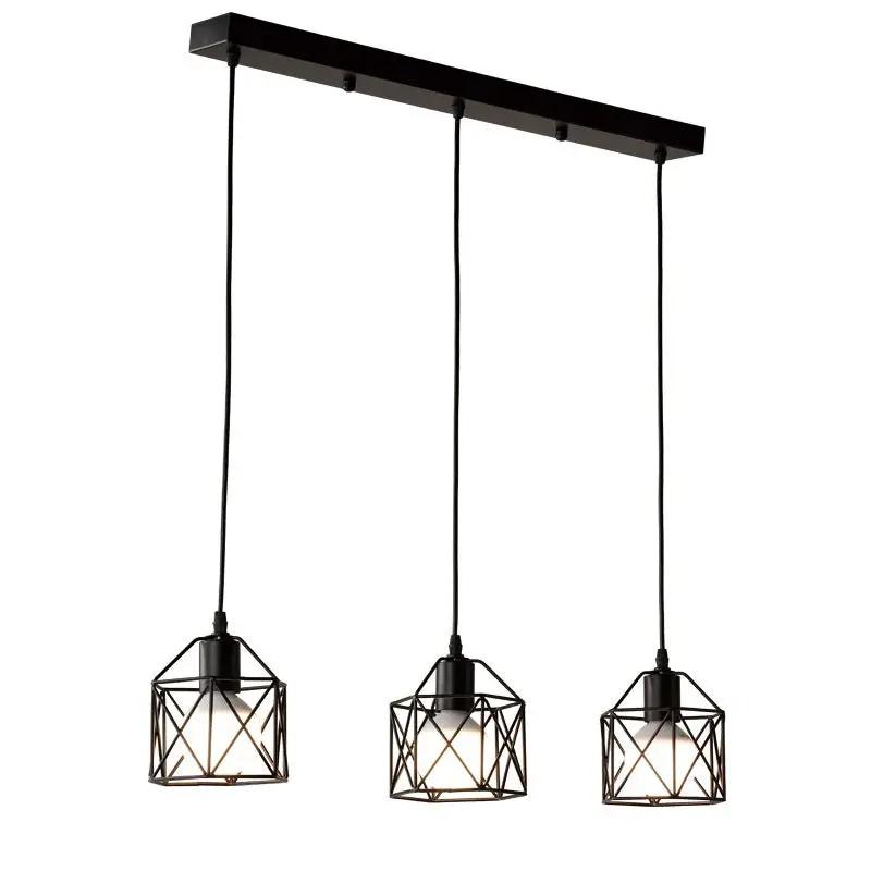 Nordic American style triple pendant lights with black wire cages Decorbites chandeliers on Tampa Home & Garden Store