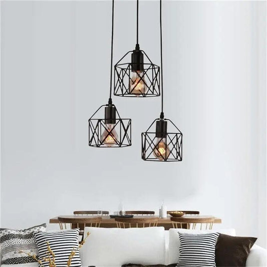 Nordic and American Style Country Lights black wire geometric pendant lights, 3-pack Decorbites on Tampa Home & Garden Store