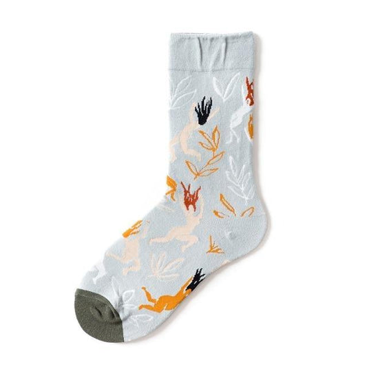 Stevvex novelty crew socks pure cotton with abstract oil painting print on blue gray base on Tampa Home & Garden Store