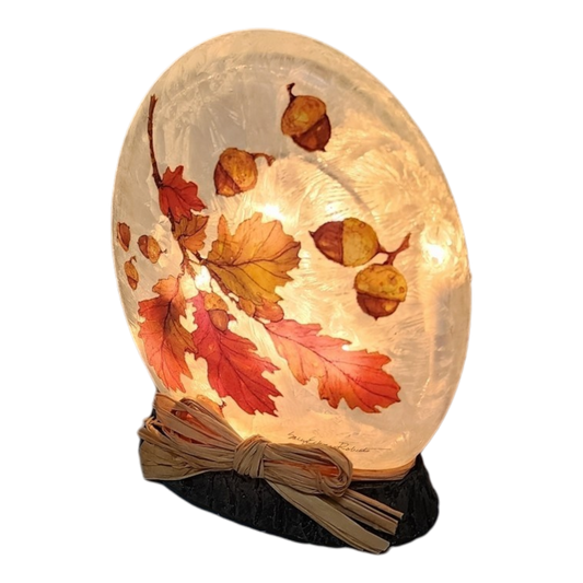 Autumn Leaves Lighted Glass Accent Orb with leaves by Country Christmas Loft on Tampa Home & Garden Store