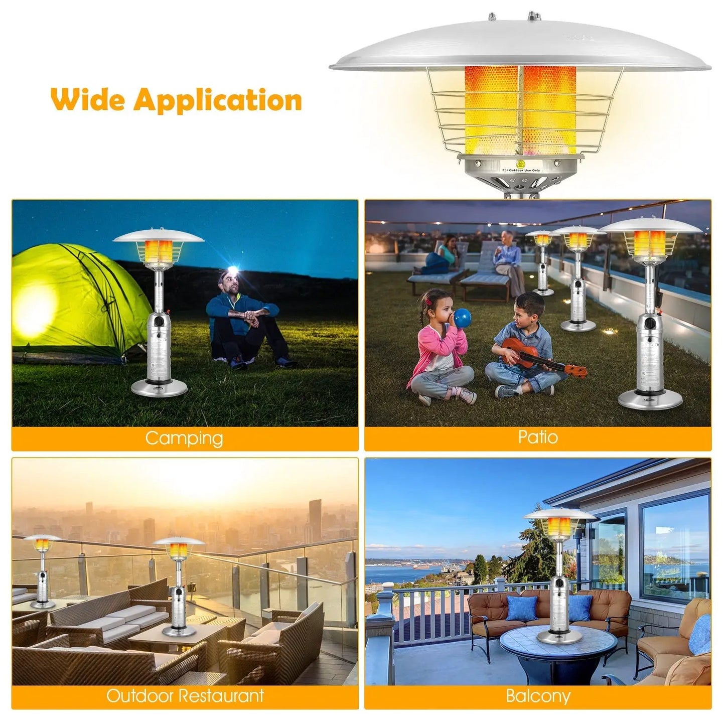 DirectDeals 11000 BTU portable tabletop propane heater with silver stainless dome on Tampa Home & Garden Store