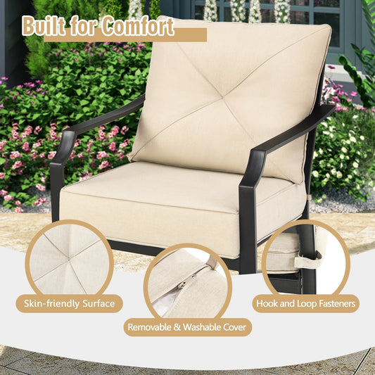 2 Pieces Patio Dining Set with Padded Cushions Armrest Steel Frame - Tampa Home & Garden Store