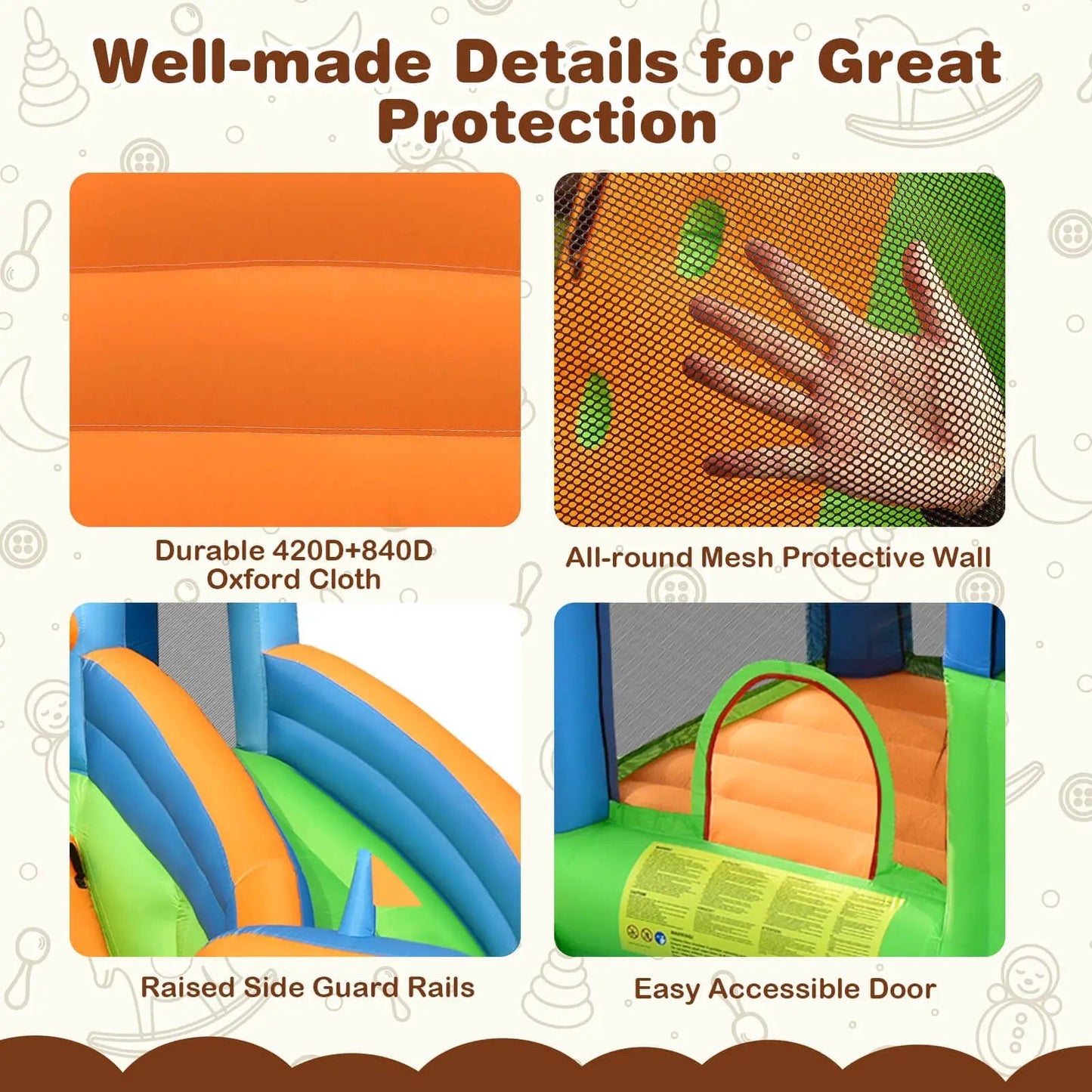 Inflatable Water Slide with Dual Climbing Walls DirectDeals, orange Oxford cloth and mesh wall on Tampa Home & Garden Store