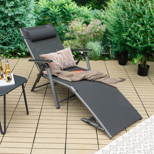 Outdoor Aluminum Chaise Lounge Chair with Quick-Drying Fabric - Tampa Home & Garden Store