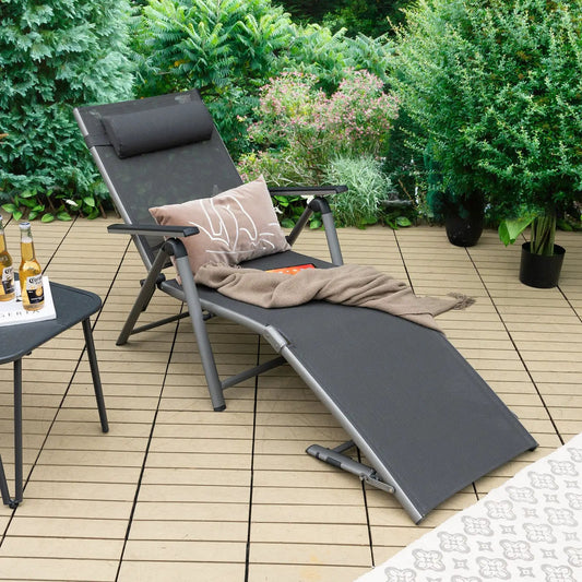Outdoor Aluminum Chaise Lounge Chair with Quick-Drying Fabric - Tampa Home & Garden Store