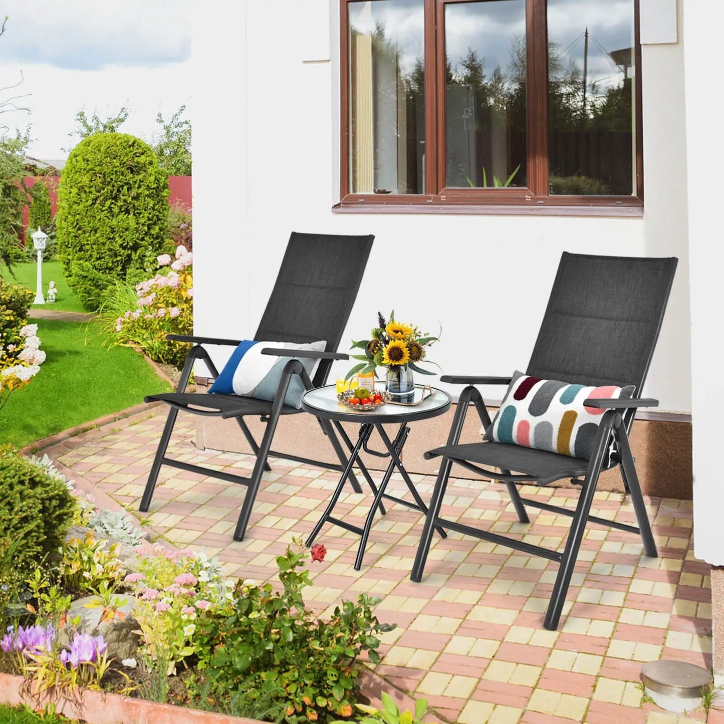 Patio Side Table with Tempered Glass Tabletop - Tampa Home & Garden Store