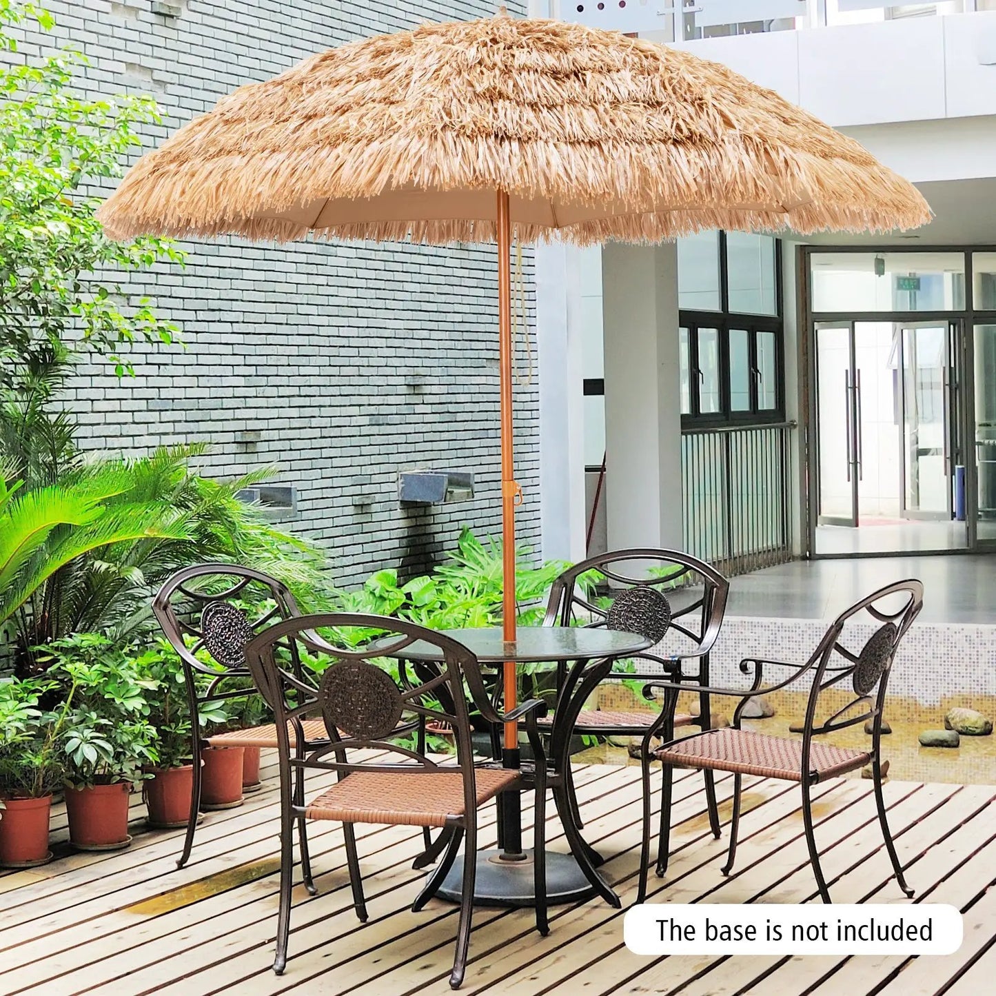 8 Feet Patio Thatched Tiki Umbrella Hawaiian Hula Beach Umbrella - Tampa Home & Garden Store