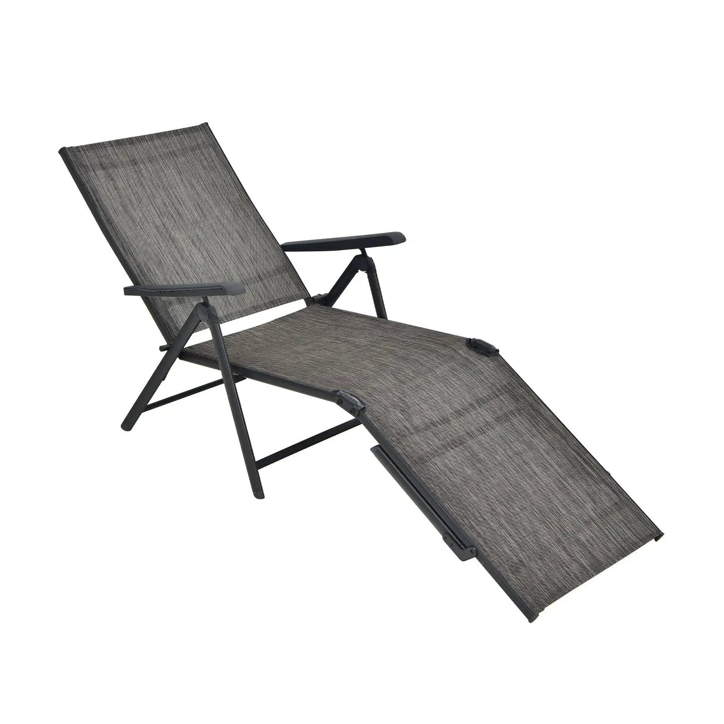 Patio Foldable Chaise Lounge Chair with Backrest and Footrest-Black - Tampa Home & Garden Store