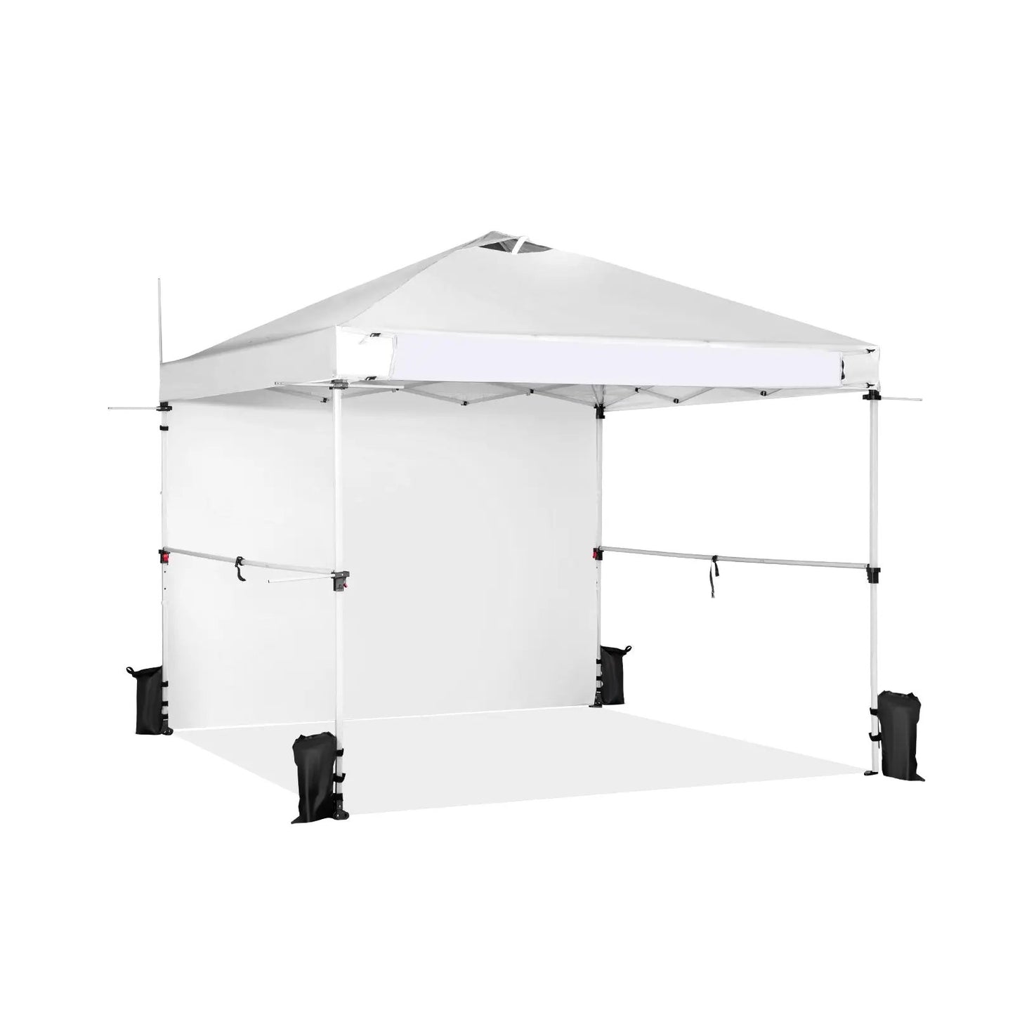 10x10 ft foldable pop-up canopy with roller bag, white cover and metal frame on Tampa Home & Garden Store