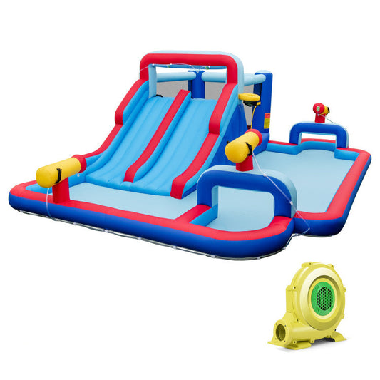 Inflatable Bounce House with 2 Water Slides and 3 Water Cannons with 950W Blower - Tampa Home & Garden Store