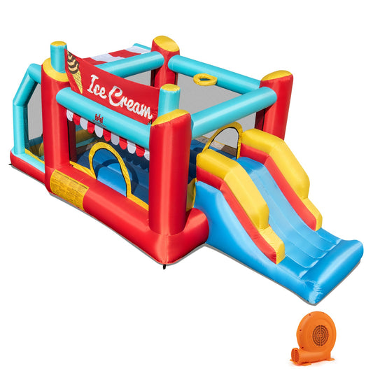 5-in-1 Ice Cream Inflatable Bounce House with Ball Pit and Slide with 520W Blower - Tampa Home & Garden Store
