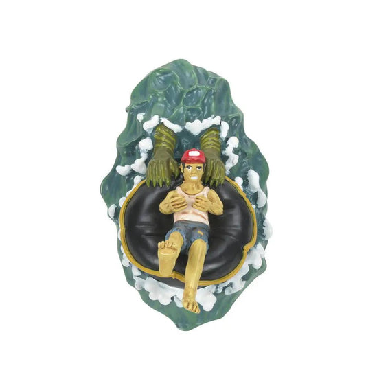 Tubing Boy SOS handpainted resin figurine, Halloween village with red cap on Tampa Home & Garden Store
