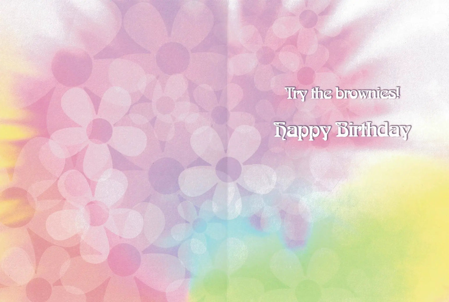 Birthday greeting card with pastel gradient background and Try the brownies Happy Birthday on Tampa Home & Garden Store