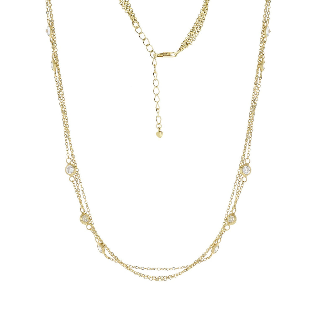 Lauren G Adams 925 Lga Necklace, gold layered chain with bezel-set crystals, adjustable extender on Tampa Home & Garden Store