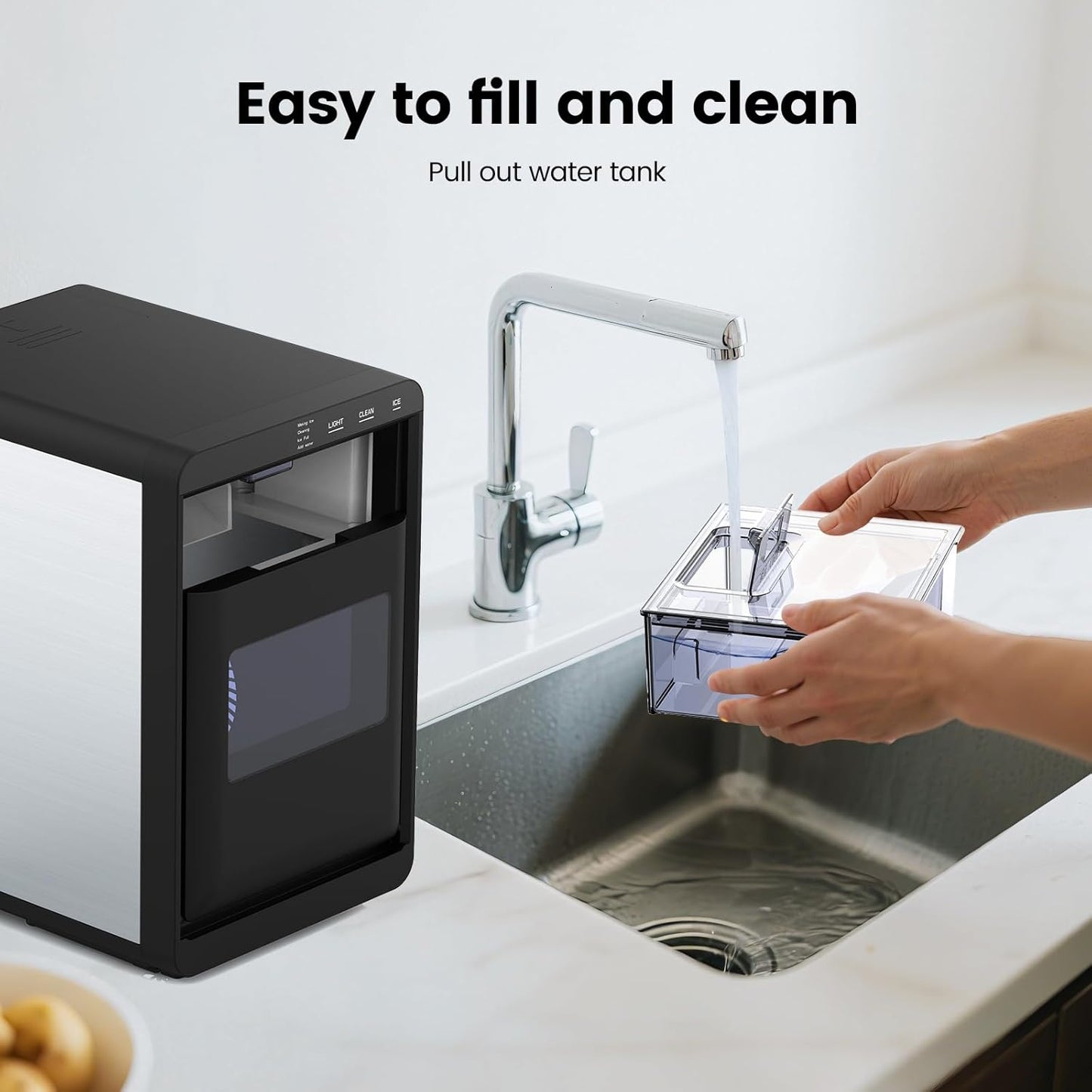 Nugget Ice Maker Z5820DN by Kismile, black countertop ice maker with pebble ice on Tampa Home & Garden Store
