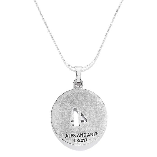 Number 4 Necklace expandable silver-tone pendant by ALEX AND ANI with disk cutout 4 on chain on Tampa Home & Garden Store