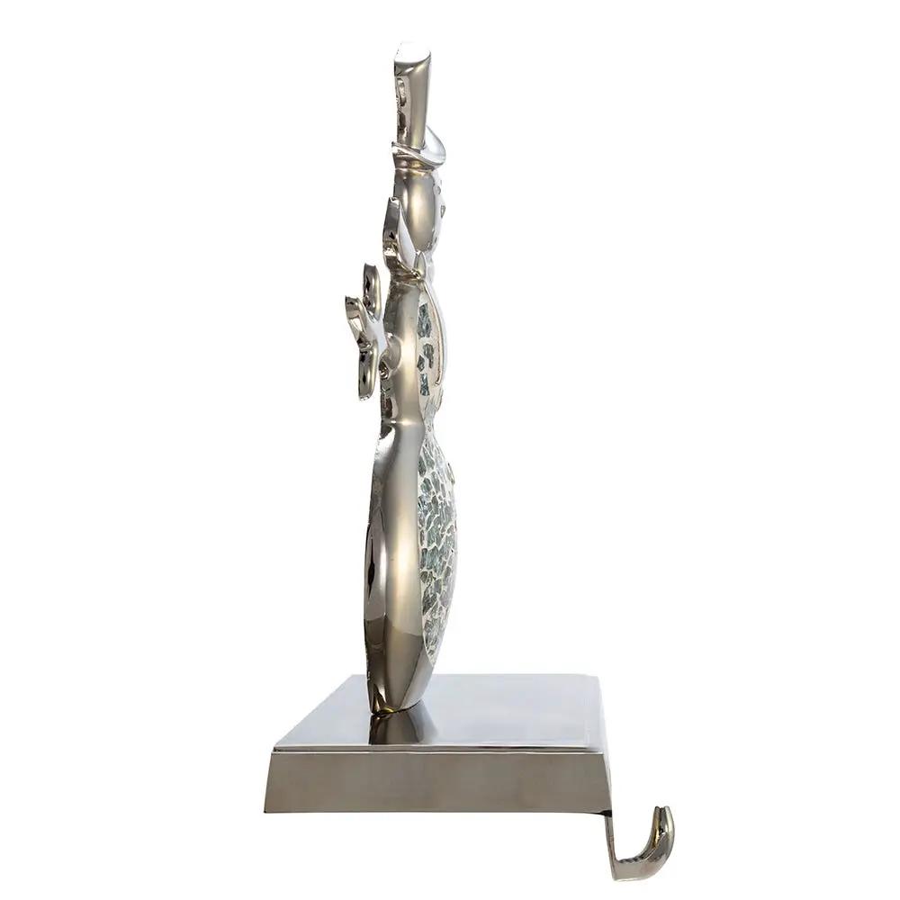 Snowman stocking holder in silver feather mosaic, metal base by The Country Christmas Loft on Tampa Home & Garden Store