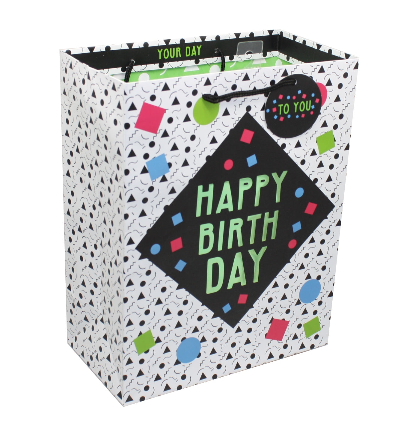 Sac cadeau géométrique Joyeux anniversaire