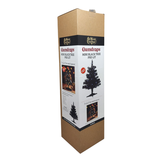 18 Inch Black Pre-Lit Christmas Tree boxed packaging with Gumdrops branding on Tampa Home & Garden Store