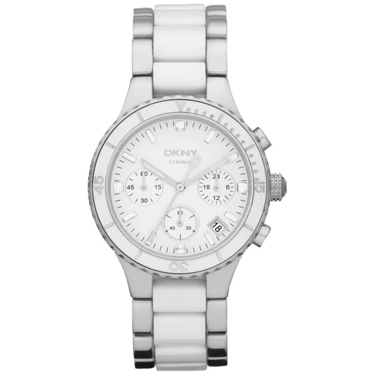 DKNY Womens Chronograph White Dial Watch with stainless steel bracelet and subdials on Tampa Home & Garden Store