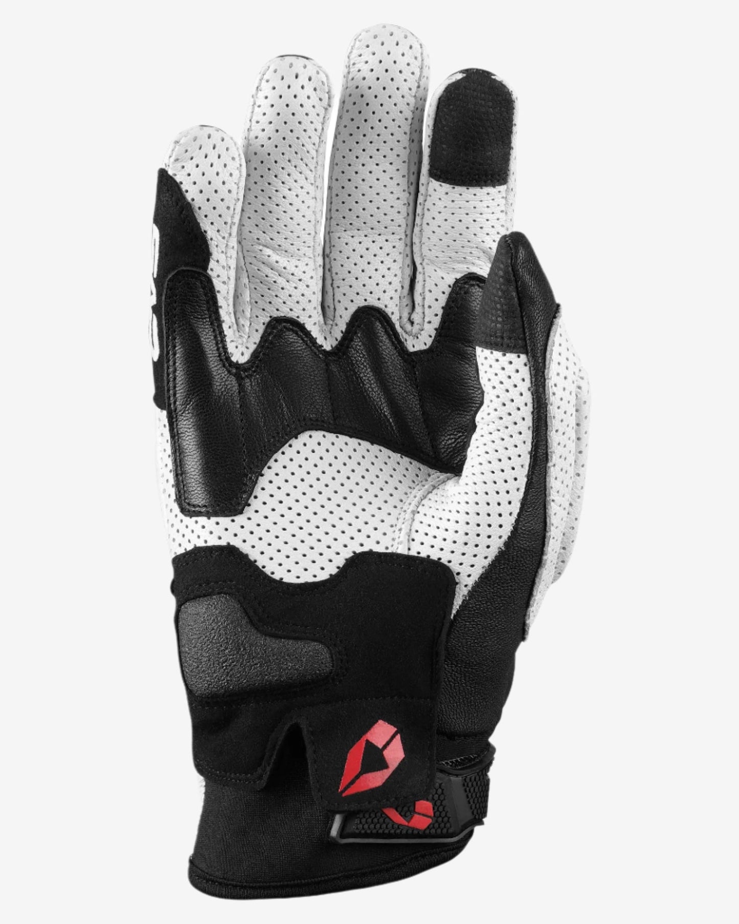 NYC Street Glove with carbon fiber knuckle, perforated white leather with black overlays EVS on Tampa Home & Garden Store