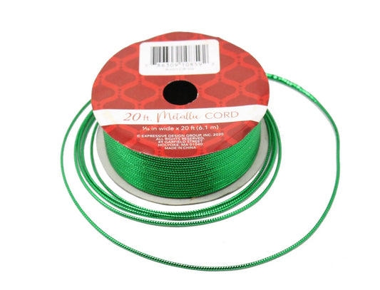 Green metallic wrapping cord 20 ft on a spool from The Country Christmas Loft on Tampa Home & Garden Store