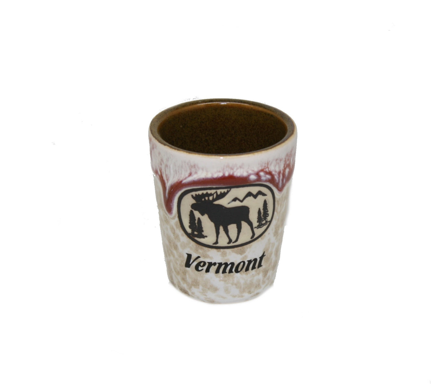 Vaso de chupito ovalado con escena de alce - Cerámica - Rojo