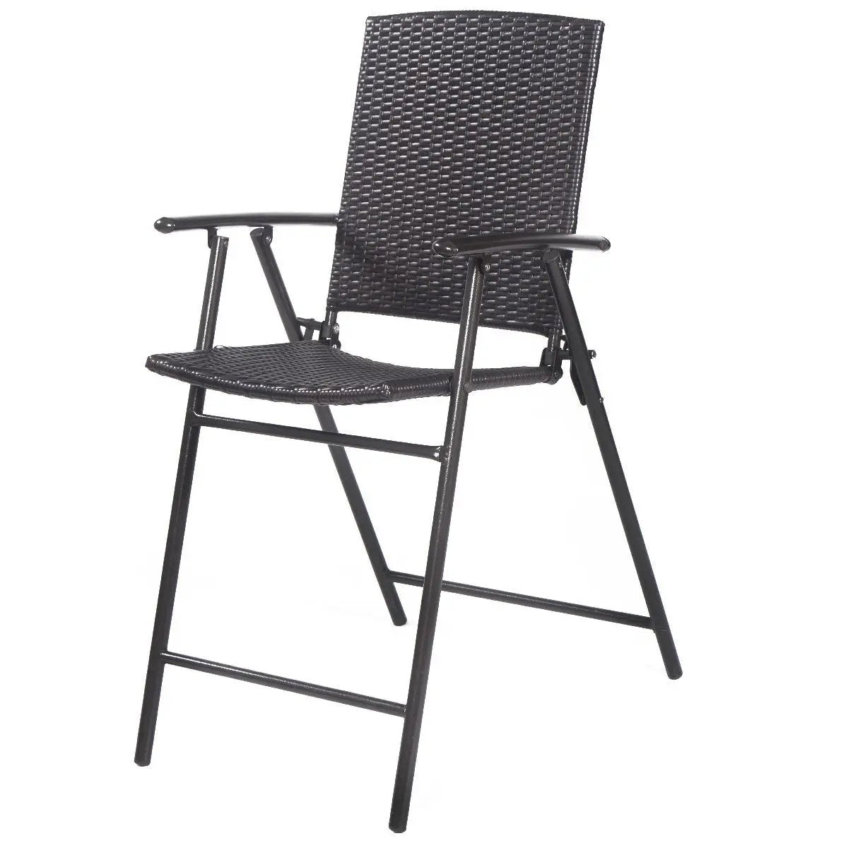 Folding rattan bar chairs, 4 black wicker with footrests for indoor outdoor use DirectDeals on Tampa Home & Garden Store