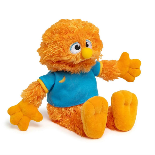 Herbie Cuddle and Comfort Plush Friend, orange fuzzy with blue shirt on Tampa Home & Garden Store