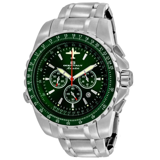 Oceanaut men's Aviador Pilot quartz watch with stainless steel band and green dial on Tampa Home & Garden Store